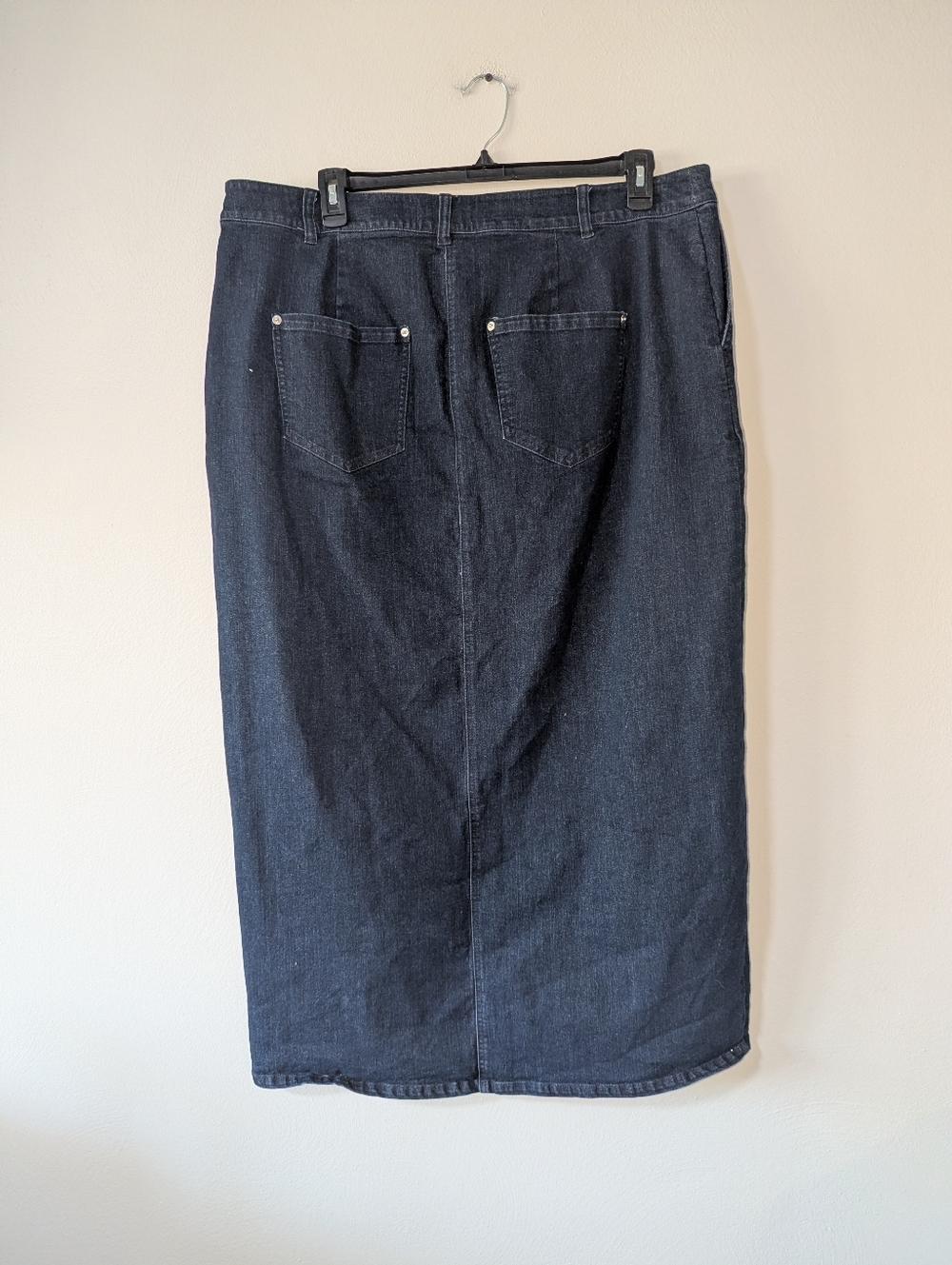 18 Eloquii Dark Wash Front Slit Denim Maxi Dress - Picture 2 of 4